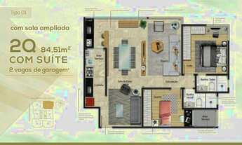 Imagem 3: Apartamento 3 quartos sendo 1 suíte à venda, 84,51m² por R$ 543.000,00 - Jundiaí - Anápoli