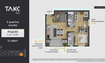 Imagem 4: Apartamento para venda possui 51 metros quadrados com 2 quartos em Centro - Curitiba - PR