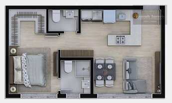 Imagem 2: Apartamento com 1 dormitório à venda, 44 m² por R$ 449.485,17 - São Francisco - Curitiba/P