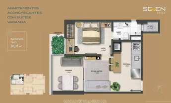 Imagem 4: Seven Graça, Apartamento 1 Suíte, Distribuído Em 38M² E 1 Vaga De Garagem Na Graça. RCDBEH