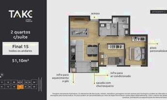 Imagem 3: Apartamento para venda possui 51 metros quadrados com 2 quartos em Centro - Curitiba - PR