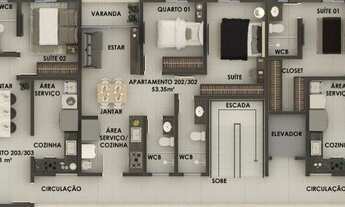 Imagem 3: Cobertura com 118m², 3 quartos, 2 suítes e área de lazer com piscina privativa nos Bancár