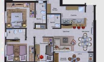 Imagem 6: Ed. Trebbiano - 3 dor sendo 2uas suítes - 2 vagas - Varanda Gourmet