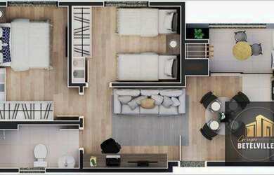 Imagem 3: Apartamento com 2 quartos à venda, 48 m² por R$ 216.900 - Núcleo Colonial de Pinhais - Pin