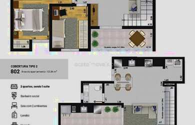 Imagem 3: Ref.: COB2002 - Cobertura Nova 2/4, suite, elevador, área gourmet, 2 vagas, Bairro Santa C