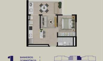 Imagem 2: Apartamento para venda possui 69 metros quadrados com 2 quartos