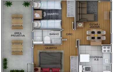 Imagem 3: Apartamento para Venda - 40.46m², 2 dormitórios, 1 vaga - Restinga