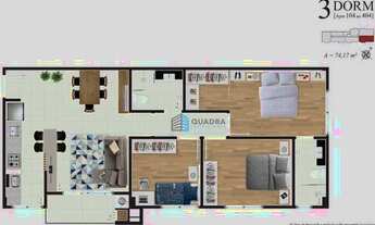 Imagem: Apartamento de três dormitórios com closet