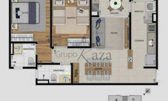 Imagem 6: Apartamento para venda possui 64 metros quadrados com 2 quartos