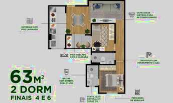 Imagem 2: Apartamento a venda no Urbanova. 2 quartos com suíte e varanda 63m² - Piso, ITBI e registr