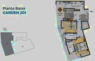 Imagem 4: 02 quartos com 01 suíte, varanda gourmet, área externa e vaga de garagem no Aeroporto