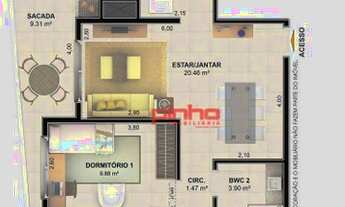 Imagem 2: Apartamento com 2 dormitórios à venda, 88 m² - Centro - Palhoça/SC