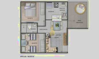 Imagem 4: Apartamento na Planta - 2 dormitórios com área de lazer