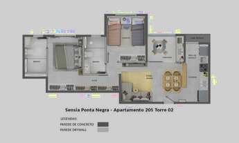Imagem 7: Sensia Ponta Negra / No porcelanato / 63m2 / Apto com 2 quartos 1 Suíte