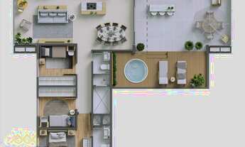 Imagem 4: Cobertura plana em construção à venda - área de lazer completa - 137,18m2 - 3 quartos, sen