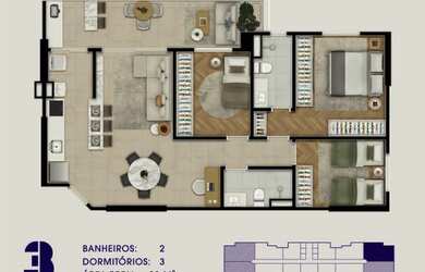 Imagem 2: Apartamento para venda tem 92 metros quadrados com 3 quartos