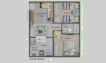 Imagem 5: Apartamento na Planta - 2 dormitórios com área de lazer
