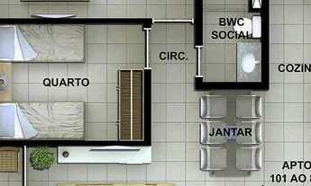 Imagem 5: Apartamento para venda possui 57 metros quadrados com 2 quartos