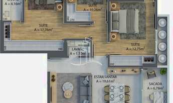 Imagem 7: Apartamento para venda tem 107 metros quadrados com 3 quartos em Campinas - São José - SC