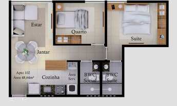 Imagem 6: Apartamentos térreos com 02 quartos, prédio com piscina e área gourmet, no Cristo. Doc. in