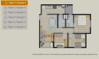Imagem 3: Apartamento com 3 dormitórios à venda, 69 m² por R$ 400.000,00 - Residencial Parque Granja