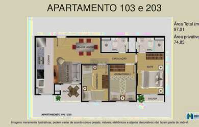 Imagem 4: Apartamento com 3 dormitórios à venda com 108.55m² por R$ 303.000,00 no bairro Weissópolis