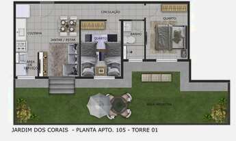 Imagem 4: Apartamento Portal do Sol, 9º Andar 42m² 2 Quartos, Área de lazer Completa
