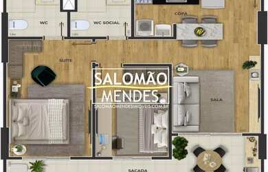 Imagem 3: Apartamento 2/4 sendo um suíte, 63 m², prox. à praça Batista Campos, 2 vagas