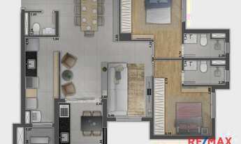 Imagem 4: Apartamento com 2 quartos, sendo 1 suíte, à venda, 68 m² por R$ 435.241 - Jardim Sul - Ube