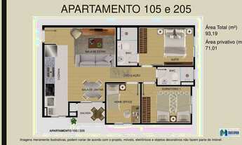 Imagem 6: Apartamento com 3 dormitórios à venda com 108.55m² por R$ 303.000,00 no bairro Weissópolis
