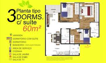 Imagem 2: Apartamento para venda tem 60 metros quadrados com 3 quartos em Caguassu - Sorocaba - SP