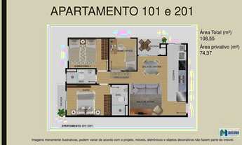 Imagem 2: Apartamento com 3 dormitórios à venda com 108.55m² por R$ 303.000,00 no bairro Weissópolis