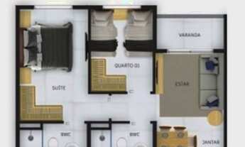 Imagem 5: Apartamento 54 a 57m² com suíte à venda - Monte Castelo - SJC