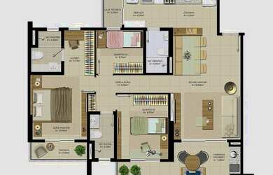 Imagem 3: Apartamento no Guararapes 90m², 3 quartos, sala de estar/jantar, cozinha, varanda 2 Vagas