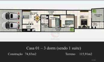 Imagem 2: Casa com 3 dormitórios à venda, 74 m² por R$ 319.900,00 - Jardim Morumbi - Indaiatuba/SP
