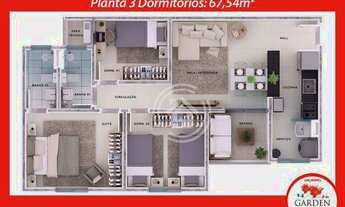 Imagem 6: Apartamento com 3 dormitórios à venda, 67 m² por R$ 345.000,00 - Gleba Califórnia - Piraci