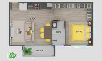 Imagem 3: Apartamento com 1 dormitório à venda, 38 m² por R$ 248.894,28 - Indaiá - Caraguatatuba/SP