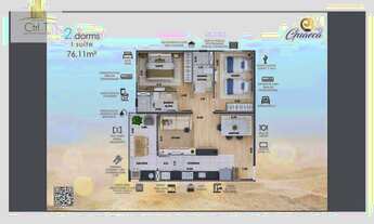 Imagem 2: Apartamento com 2 dormitórios à venda, 76 m² por R$ 405.000,00 - Jardim das Nações - Tauba