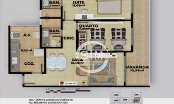 Imagem 3: Apartamento com 3 dormitórios à venda, 64 m² na Palmeiras - Cabo Frio/RJ