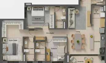 Imagem 3: Apartamento para venda possui 109 metros quadrados com 3 quartos