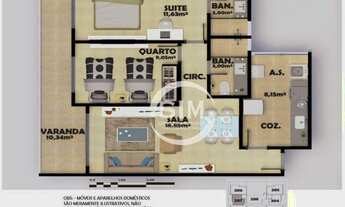 Imagem 4: Apartamento com 3 dormitórios à venda, 64 m² na Palmeiras - Cabo Frio/RJ