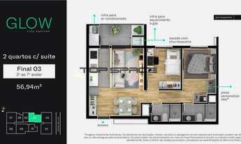 Imagem 4: Apartamento para Venda em Curitiba, Novo Mundo, 2 dormitórios, 1 suíte, 2 banheiros, 1 vag