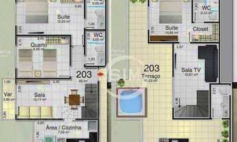 Imagem 3: Cobertura com 3 dormitórios à venda, 128 m² nas Palmeiras - Cabo Frio/RJ