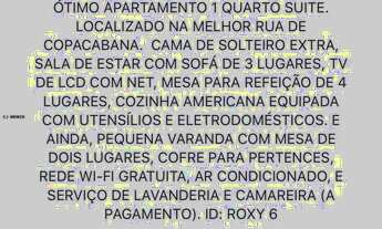 Imagem 4: Apartamento para Temporada em Rio de Janeiro, Copacabana, 1 dormitório, 1 suíte, 1 banheir