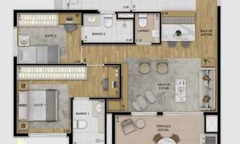 Imagem 3: CONDOMINIO AMARO l Venda l Planta 79m² l 2 Suítes l Lavabo l Vaga l Construção