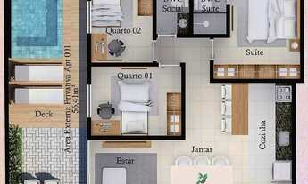 Imagem 4: Apartamento Térreo para Venda em João Pessoa, Bancários, 3 dormitórios, 1 suíte, 1 banheir