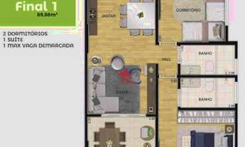 Imagem 4: Apartamento com 2 dormitórios à venda, 89 m² por R$ 540.644,04 - Aviação - Praia Grande/SP