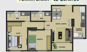 Imagem 2: APART. 2 QUARTOS SENDO 1 SUITE - COND. PORTO ALEGRE