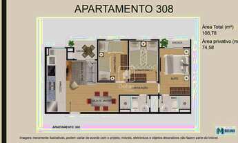Imagem 3: Apartamento com 3 dormitórios à venda, 74 m² por R$ 303.000,00 - Weissópolis - Pinhais/PR