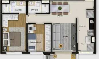 Imagem 4: Apartamento com 2 dormitórios à venda, 52 m² por R$ 640.000,00 - Vila Carrão - São Paulo/S